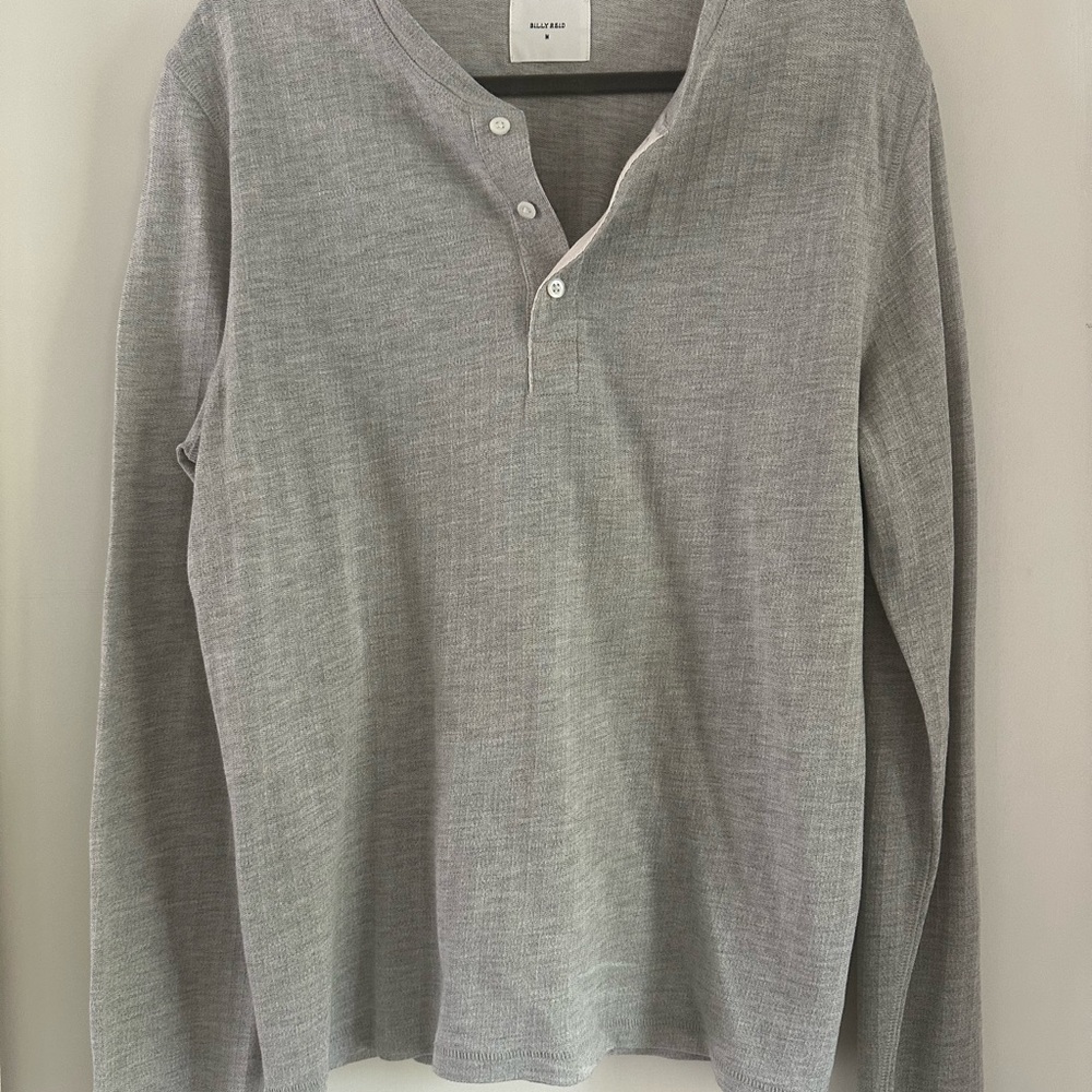 Billy Reid Light Gray Long Sleeve Henley